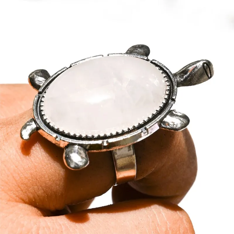 Rose Quartz Amethyst Stone Crafts Natural crystal Tortoise Ring amethyst powder tiger's eye circle  Magic basaltic animals