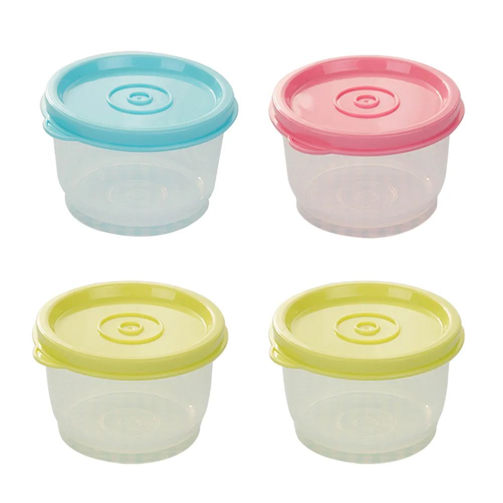 

4pcs Small Lunch Boxes Food Containers Plastic Crisper Sealed Bowls Refrigerator Kids Storage Reusable Microwave Dishwasher