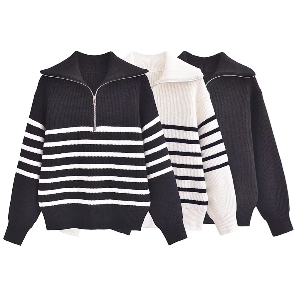 

loose and high-end semi zipper lapel long sleeved sweater jacket, autumn and winter new warm jacket