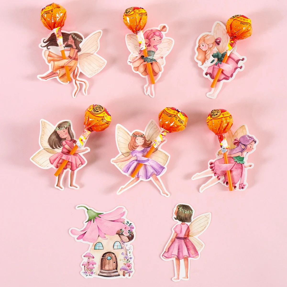 48 Stück rosa Schleifen-Papier-Lollipop-Kartenhalter, rosa Süßigkeitenverpackung für Geburtstagsfeier-Dekoration, DIY-Geschenk für Feiertage – Detail 10