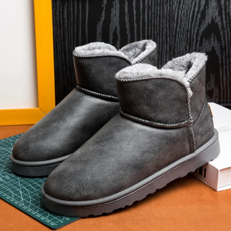 الشتاء الثلوج أحذية الرجال عالية أعلى رقيق الأحذية عالية الجودة بولي PU مقاوم للماء الأحذية الجلدية موضة في الهواء الطلق الرجال عدم الانزلاق حذاء من الجلد