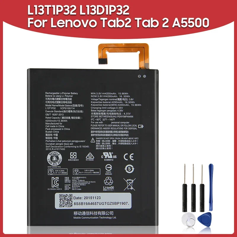 

Replacement Battery 4290mAh L13D1P32 L13T1P32 For Lenovo Tab2 Tab 2 A5500 Rechargeable Batteries