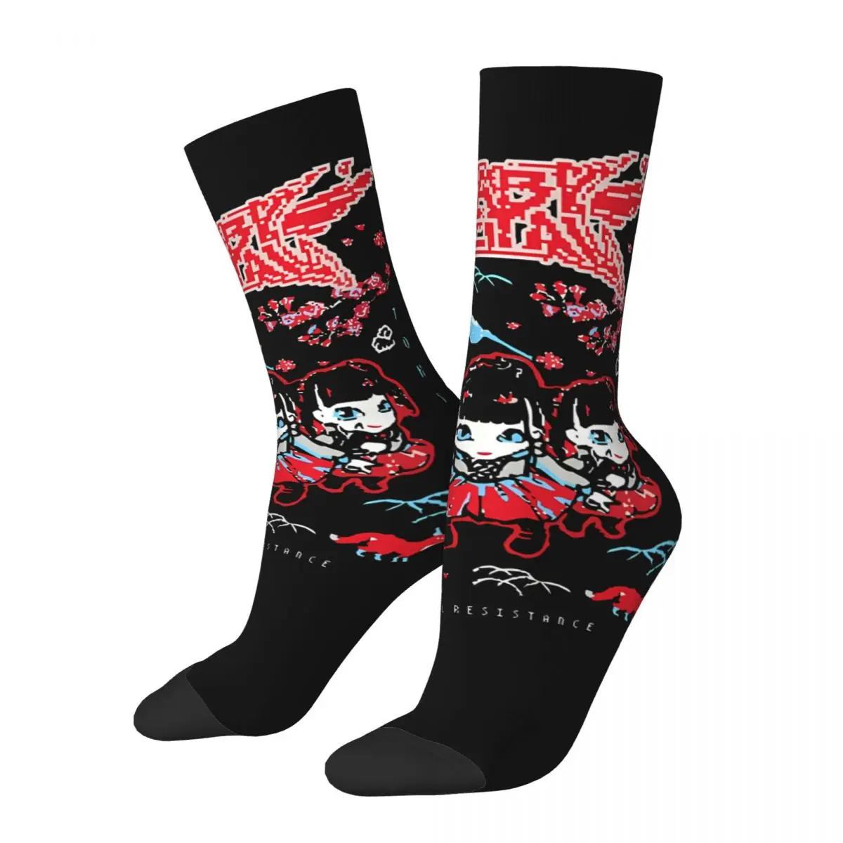 

Funny Happy Men's compression Socks Cool Retro Harajuku Babymetal Tour Hip Hop Novelty Seamless Crew Crazy Sock Gift Printed