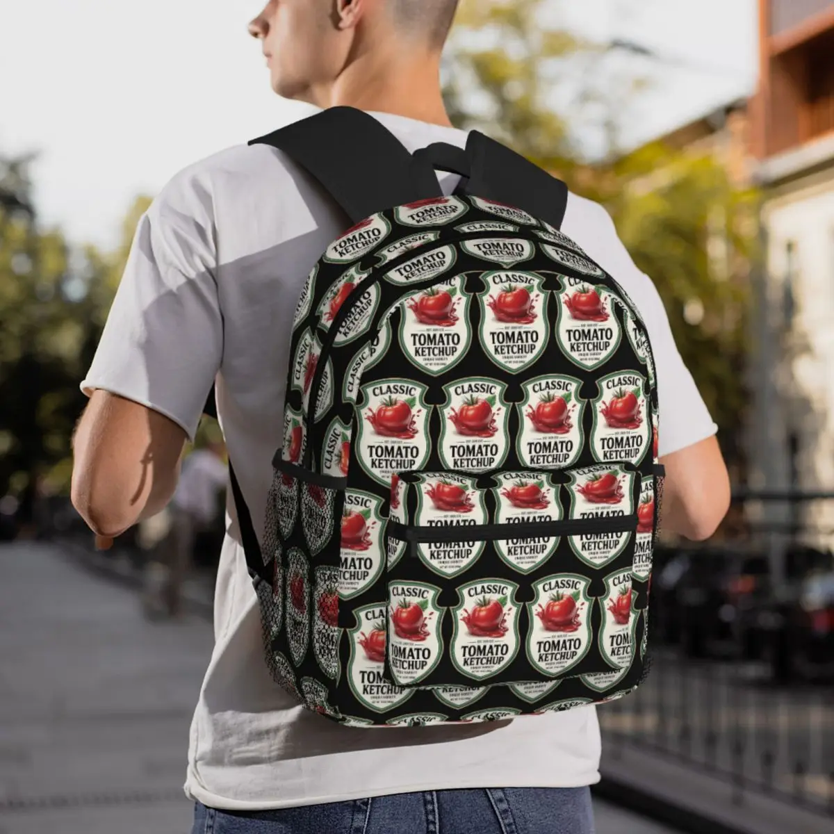 Rucksack in Form von Tomatenketchup-Sauce, Tagesrucksack, großes Fassungsvermögen, Kinder-Büchertasche, Schultasche, Umhängetaschen für Männer und Frauen