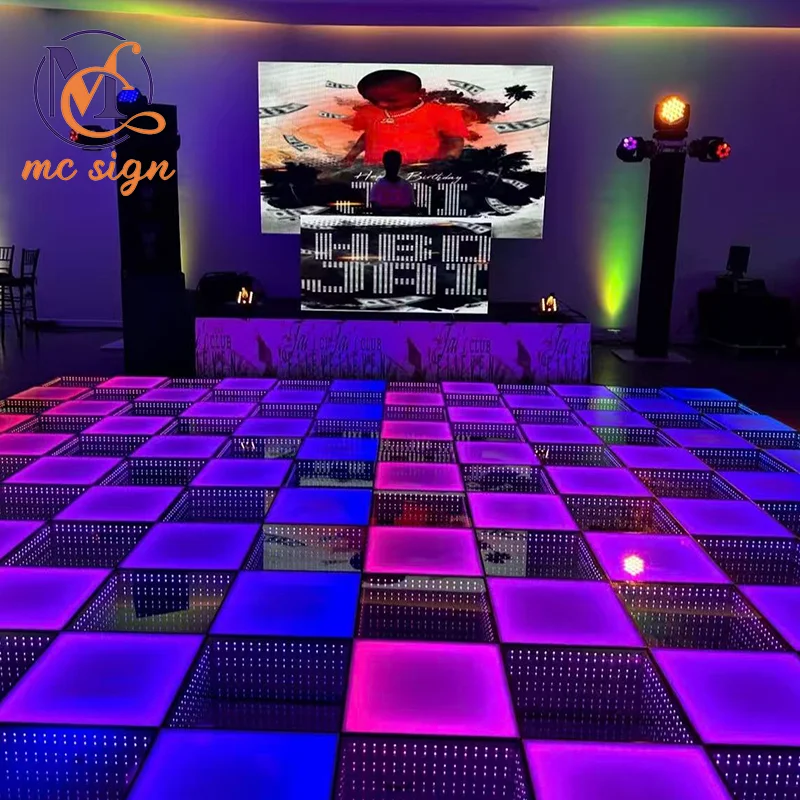 2025 New Style Waterproof IP67 Dj Abyss Magnetic Infinity Mirror RGB LED Dance Floor for Stage Light Wedding Party Disco