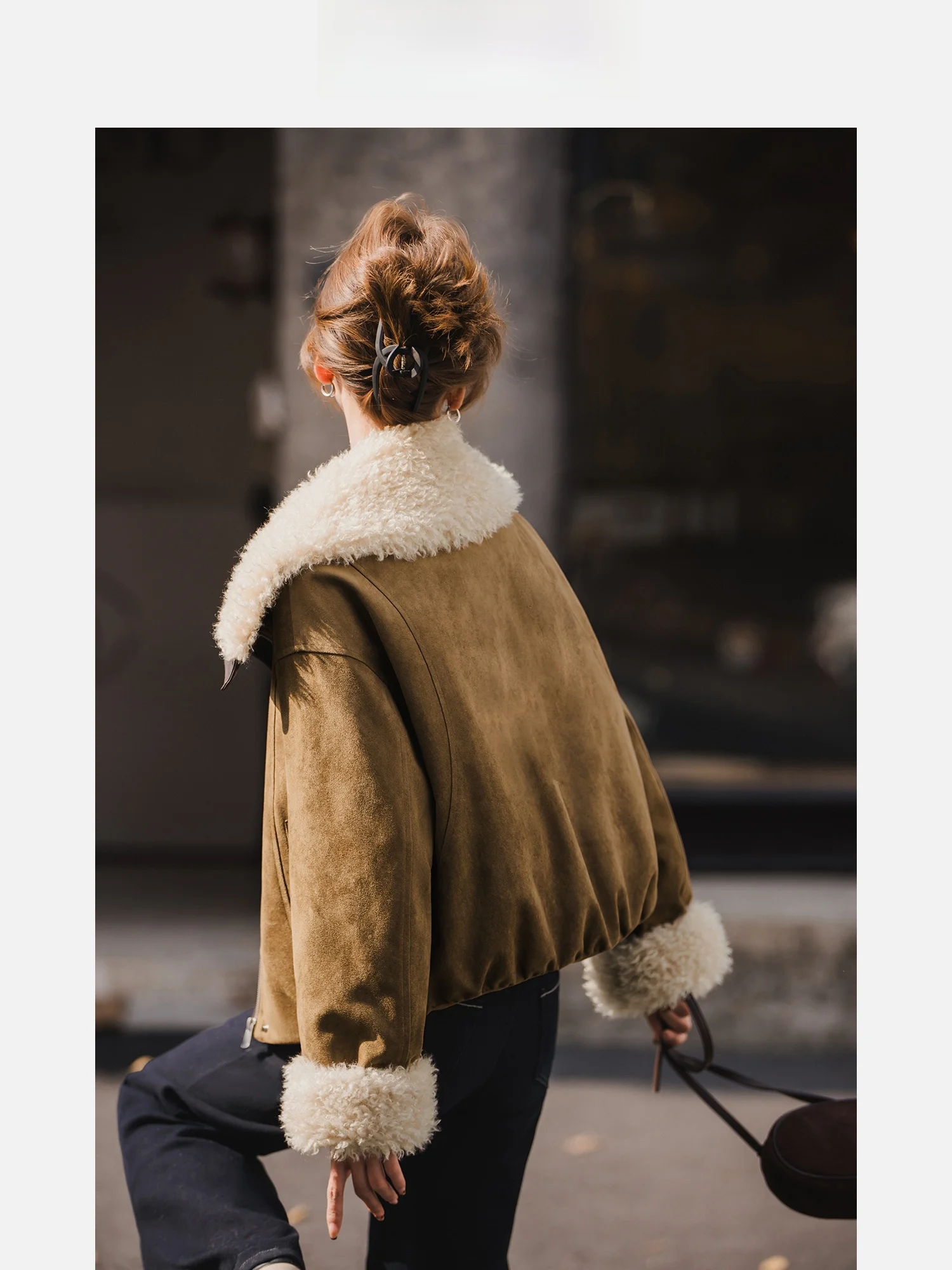 

Новая женская зимняя стеганая куртка свободного кроя из искусственной замши с большим воротником, утепленная пухом, верхняя одежда из искусственной замши