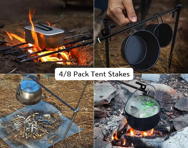 أوتاد خيمة معدنية شديدة التحمل أوتاد خيمة فولاذية حلقات سيليكون فلورسنت حقيبة خاصة للتخييم المستخدمة على الصخور