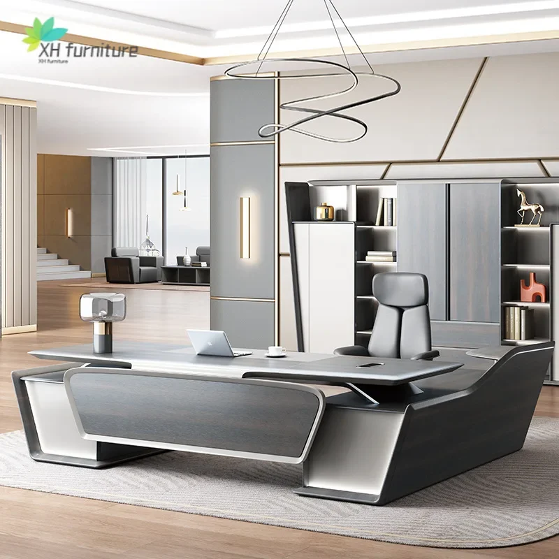 stylish and luxurious boss desk, simple and modern president desk, chairperson's desk