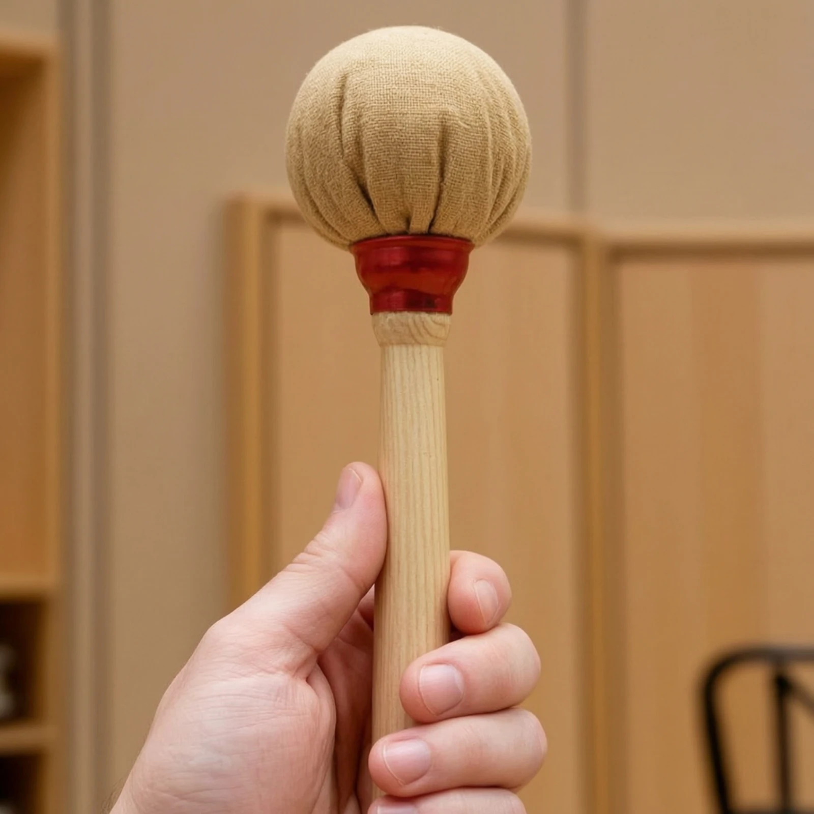 Bass Drum Mallet with Maple Shaft Cotton-Covered Bass Drum Mallet Percussion Stick Straight-Handle Mallets Wooden for Drummers