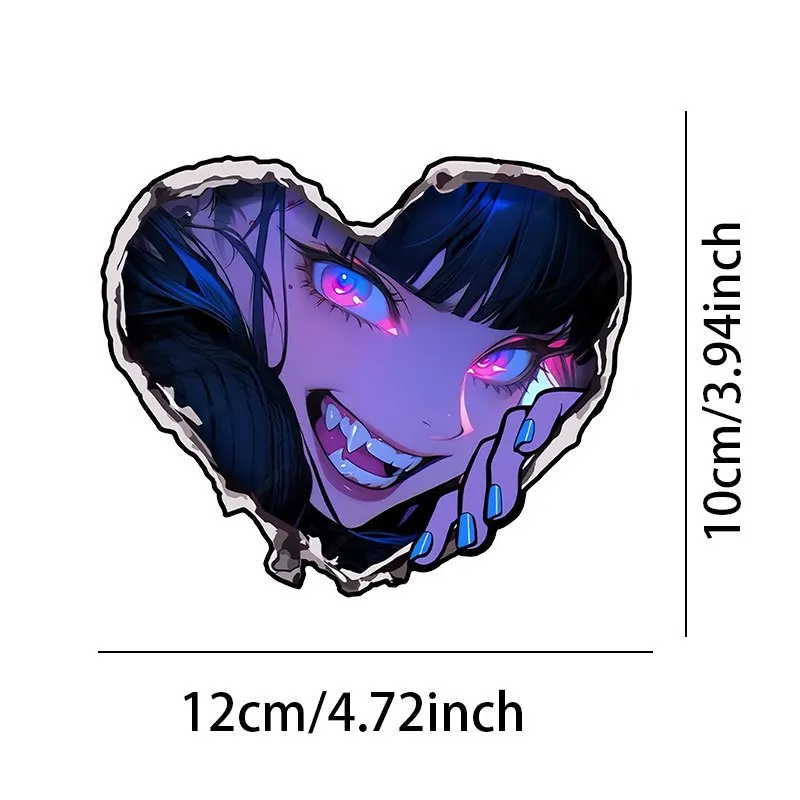 Love Animation Eyes Car Decal Decorative Sticker Pattern JDM Style Motorcycle Sticker (1 Piece), Waterproof, Can Be Attached To