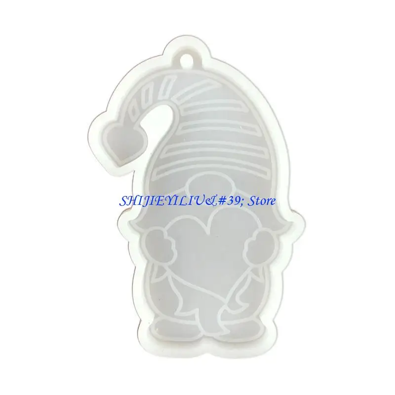 

E21F Santa Little Dwarf Keychain Silicone Mold with Hole Keyring Pendant Handmade Mold Christmas Day Gift Jewelry