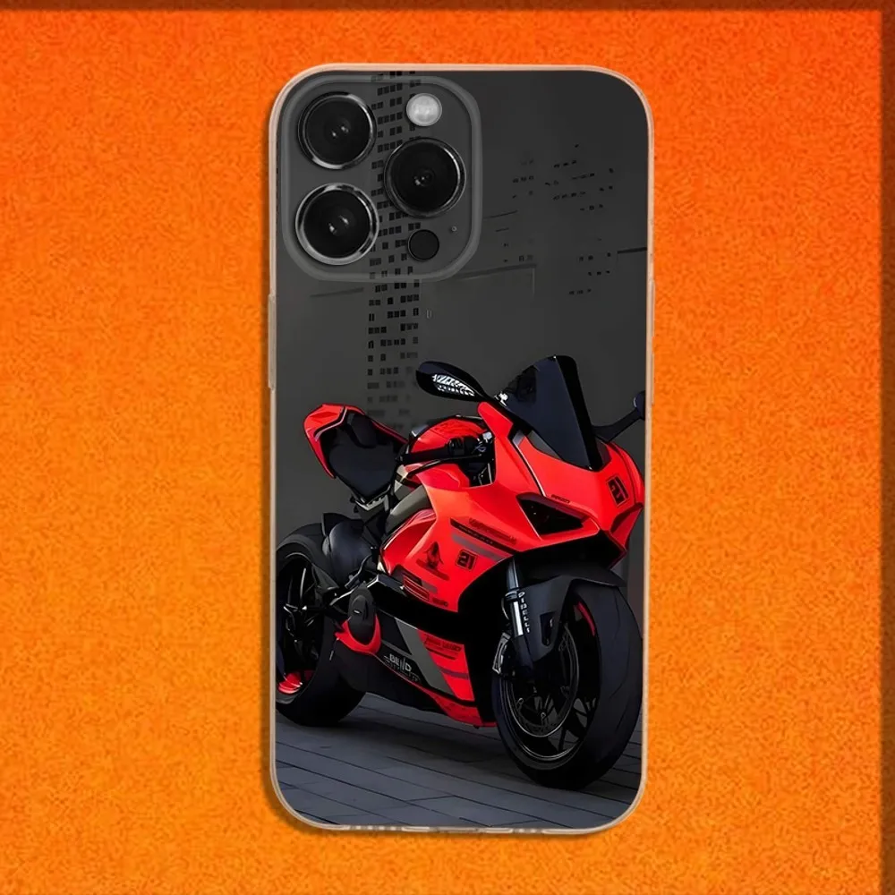 Motorbike Motorcycle D-Ducaties Phone Case For iPhone 16,15,14,13,12,11 Plus,Pro,Max,XR,XS,X,Plus,SE,Mini Transparent Soft Cover