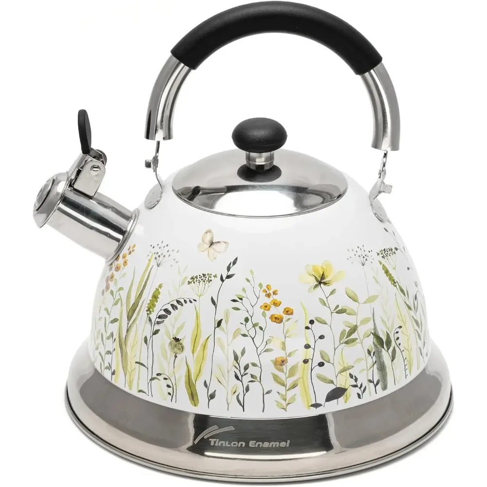 

3.1 Quart Whistling Tea Kettle, Food Grade 304 Stainless Steel Teapot for Stove Top Coffee Tea Milk