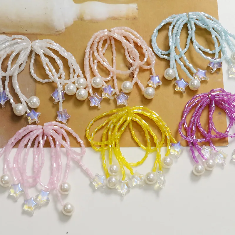 Shoe Charms Tassel Star Pearl Bow Handwoven Beaded DIY Decorative Clasps 1 Piece for Clogs Sandals Summer Vacation Holiday