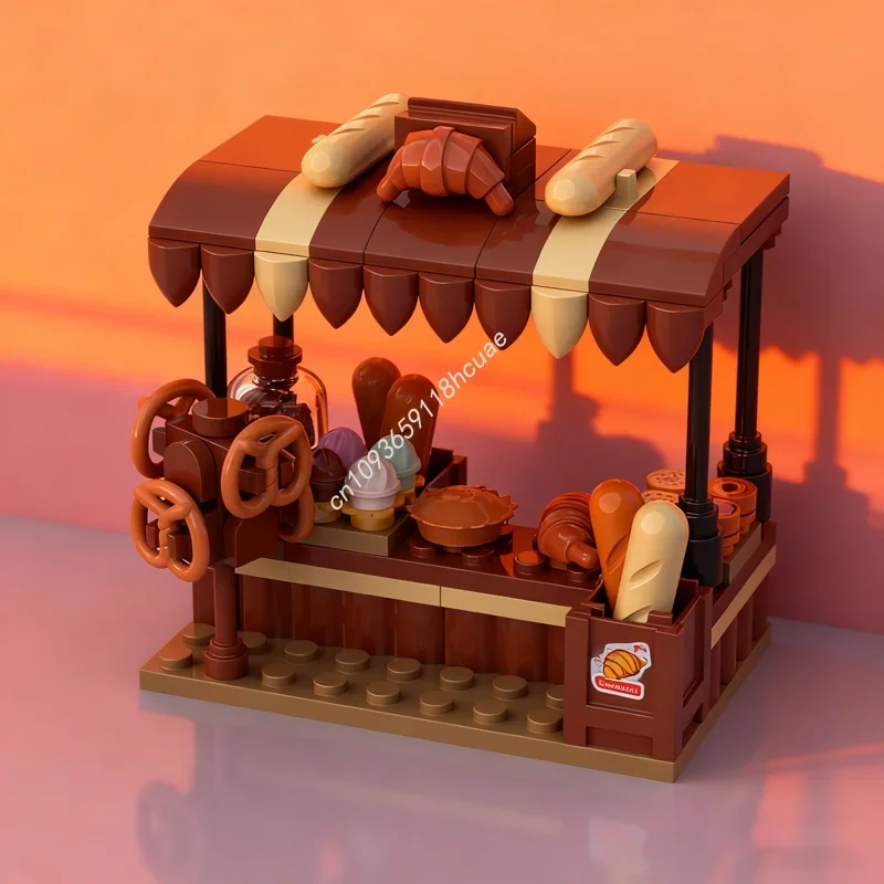 111pcs MOC Bakery Stand Cityed Model Building Blocks Architecture Assemble DIY Creative Toy Idea Festival Gift Education