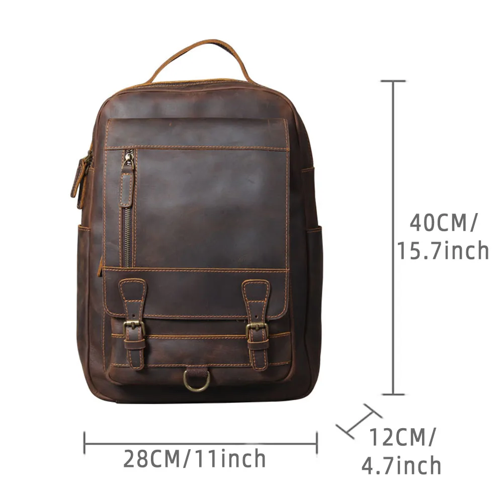 S.WORKER Vintage Echtleder Herrenrucksack Laptop-Tasche Casual Crazy-Horse Leder Schultasche Outdoor-Taschen – Detail 3