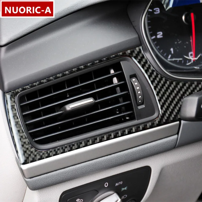 Carbon Fiber Car Console Dashboard Side Air Outlets Frame Decorative Cover Trim For Audi A6 C7 2012-2018 Interior Accessories