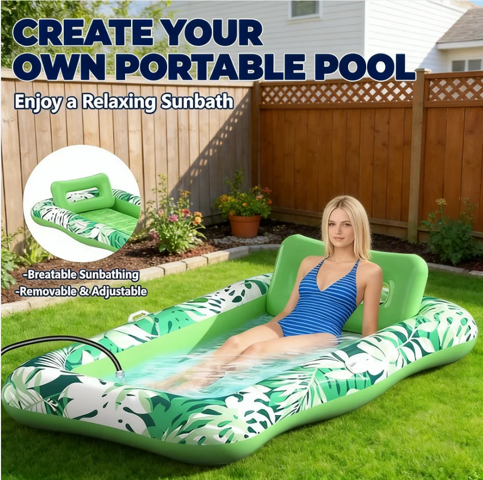 

Надувной шезлонг-плот 4-в-1 XL (76x48 дюймов) с подушкой, многофункциональный для реки, бассейна и отдыха на природе