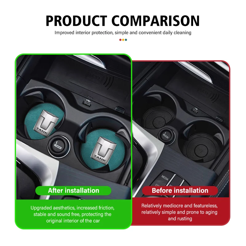 2pcs Car Coaster Drink Bottle Holder Anti-slip Mat Water Cup Pad For TANK Great Wall GWM WEY TANK 300 500 Tank300 Tank500
