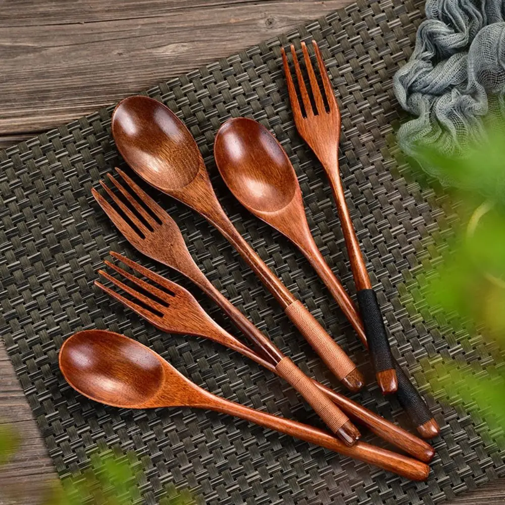 Handmade Wooden Spoon New Natural Wooden Fork Utensil Cereal Fork Kitchen Accessories