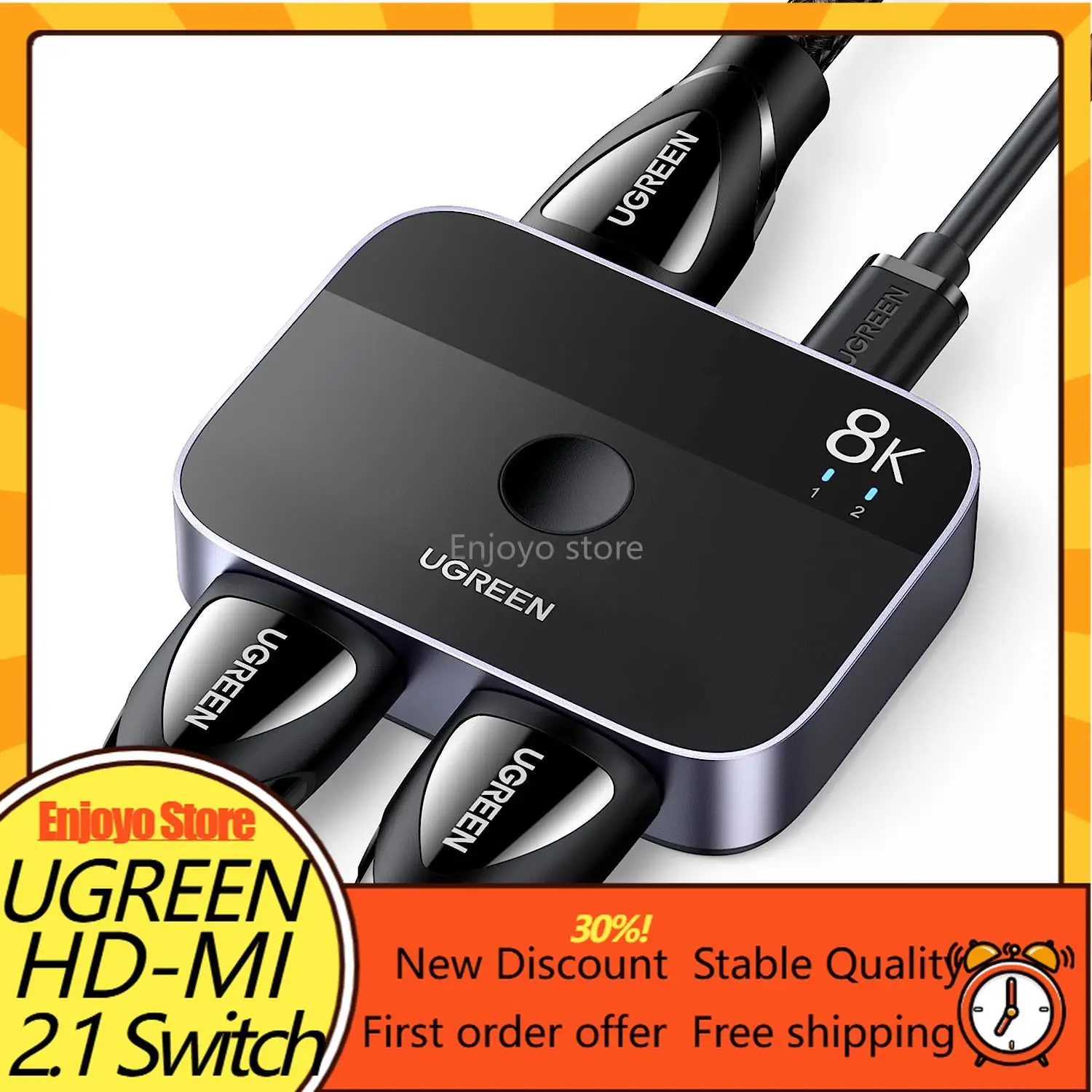 UGREEN HDMI2.1 Switch 8K@60Hz 2in1 Out Ultra HD HDMI Splitter High Speed Video Switcher for PC Game Console TV Monitor Projector