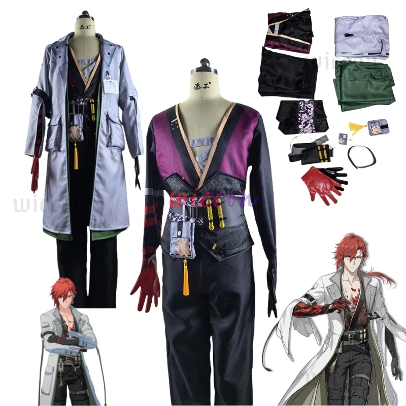 

Game Wuthering Waves Mortefl Cosplay Costume Anime Party RolePlay Halloween Coat Red Gloves Uniform Outfits for Men