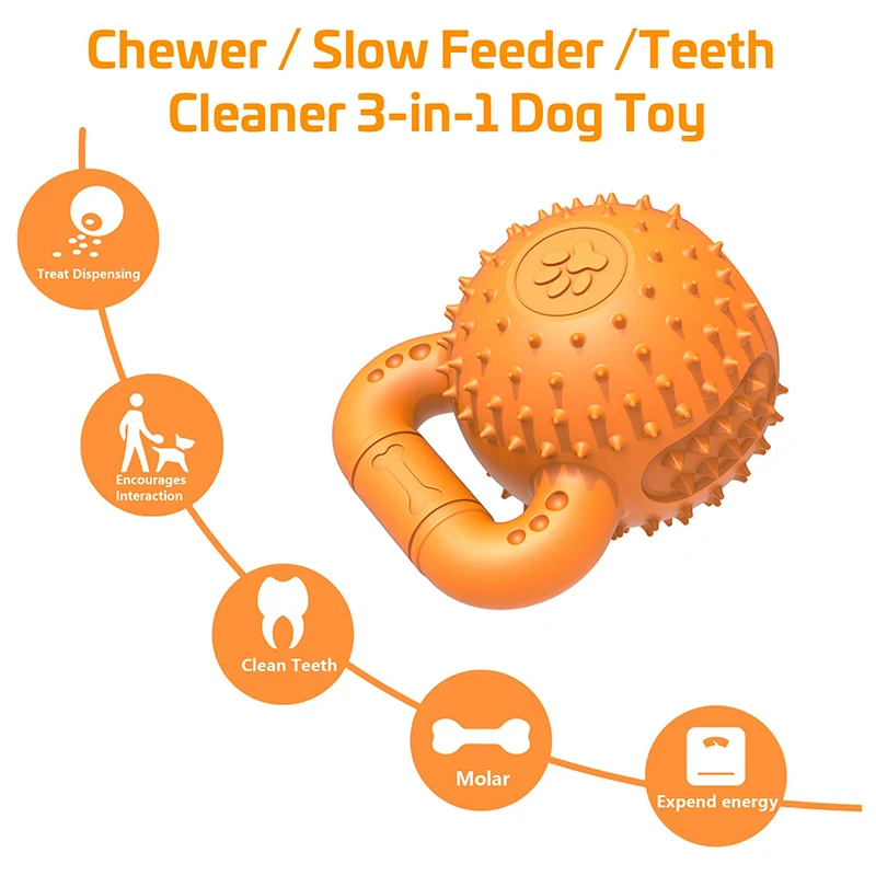 Benepaw Strong Dog Chew Toy For Aggressive Chewers Food Dispensing Rubber Puppy Pet Ball Interactive Toy For Medium Large Dogs