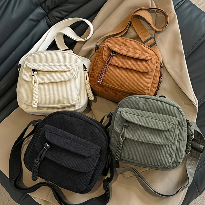 Harajuku vintage bread shoulder bag, Japanese style casual shoulder bag with zipper closure, stylish bag for daily use