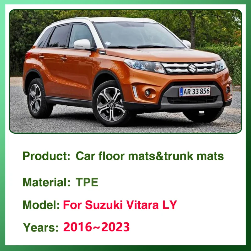 Car Floor Mats For Suzuki Vitara LY Accessories Escudo 2016~2023 2022 TPE Waterproof Leather Mud Carpet Foot Pad Full Rug Panel