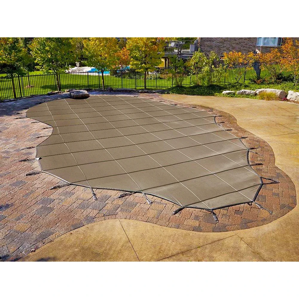 Grey PP Mesh Safety Pool Cover for Home Outdoor Swimming Pool Use Easy Install Customized Shape