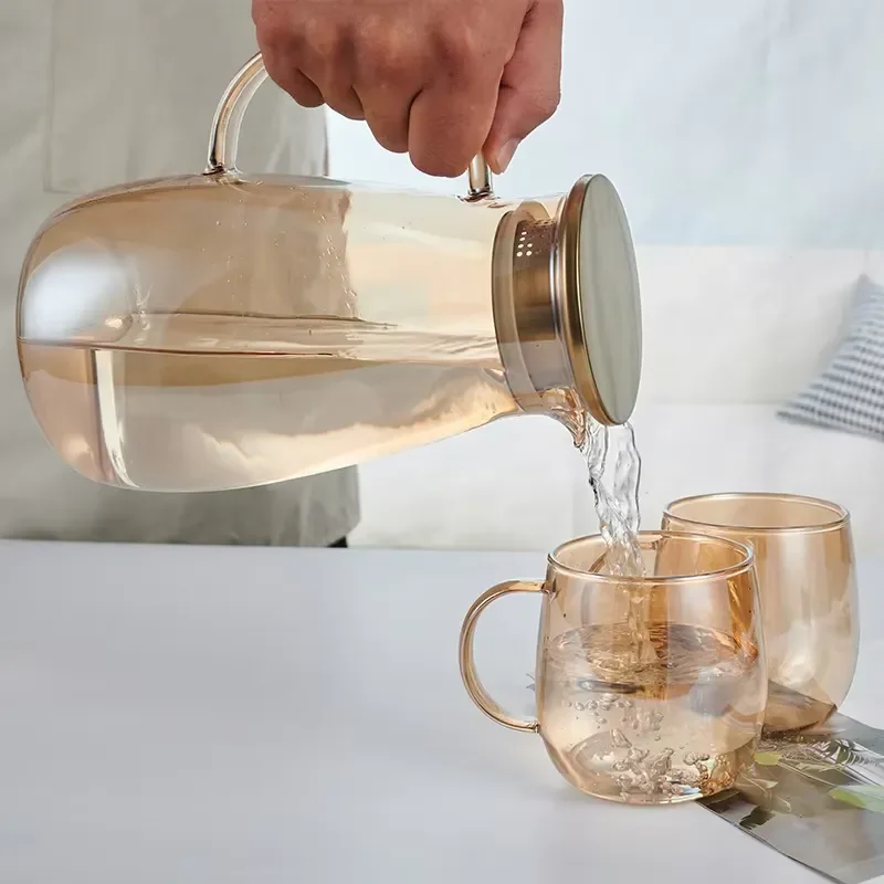 Nordic Style Heat Resistant Borosilicate Glass Teapot and Teacup Set Large Capacity Luxury Design High Quality Tea Service