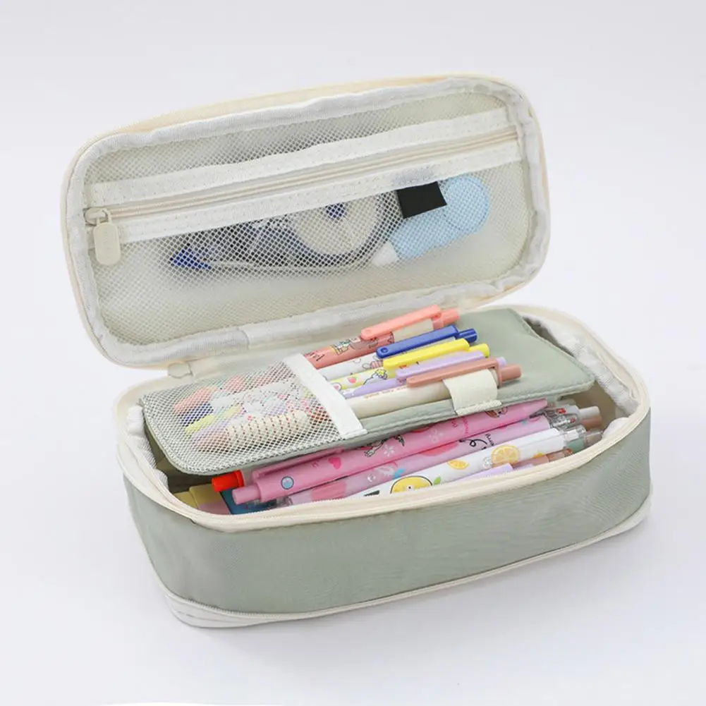 Capacity Pencil Case Durable Pencil Case Expandable Canvas Pencil Case with Zipper Closure Capacity for Pens for Organization