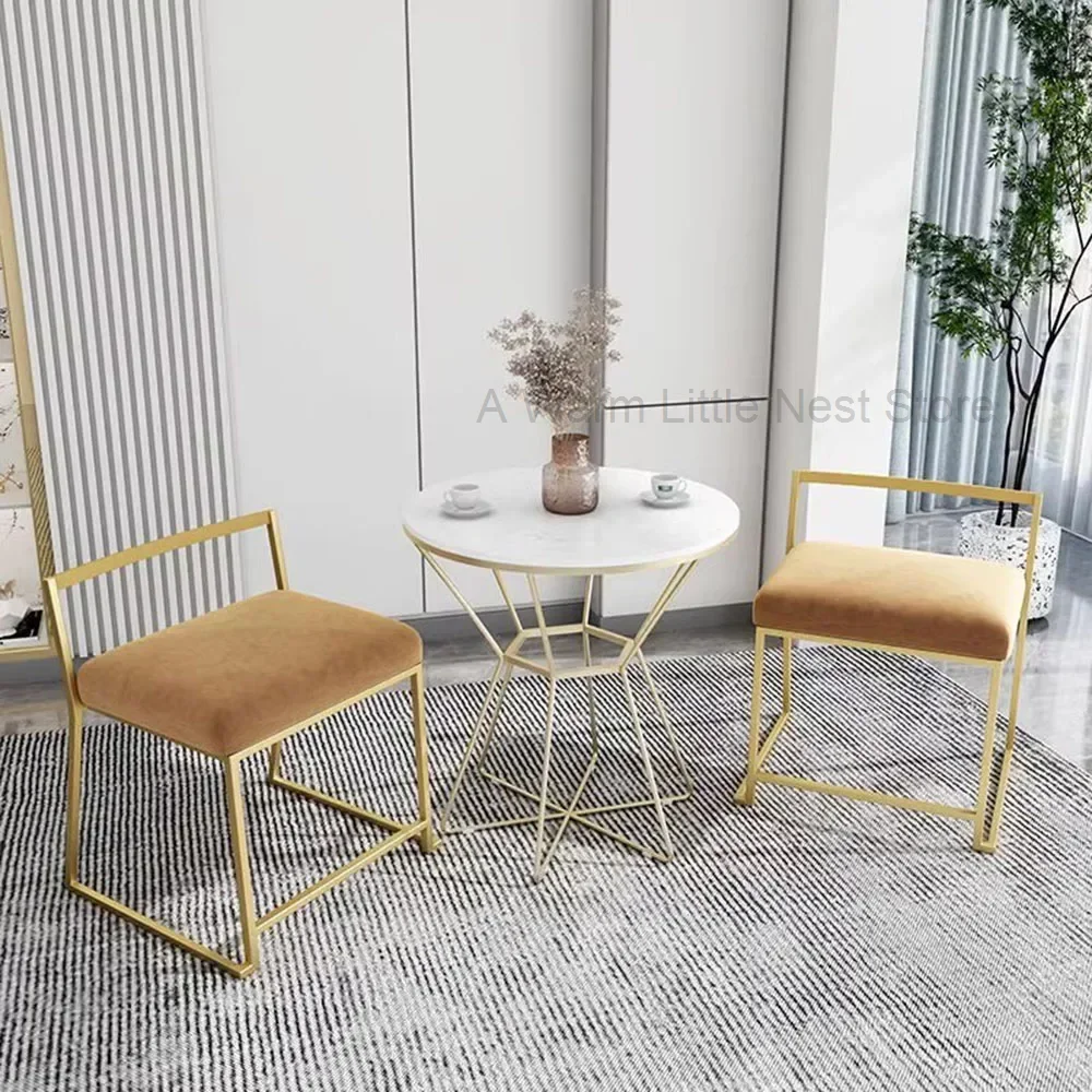 

Bedroom Unique Dining Chairs Comfortable Low Back Floor Accent Luxury Dining Chairs Golden Metal Legs Chaise Design Decorations