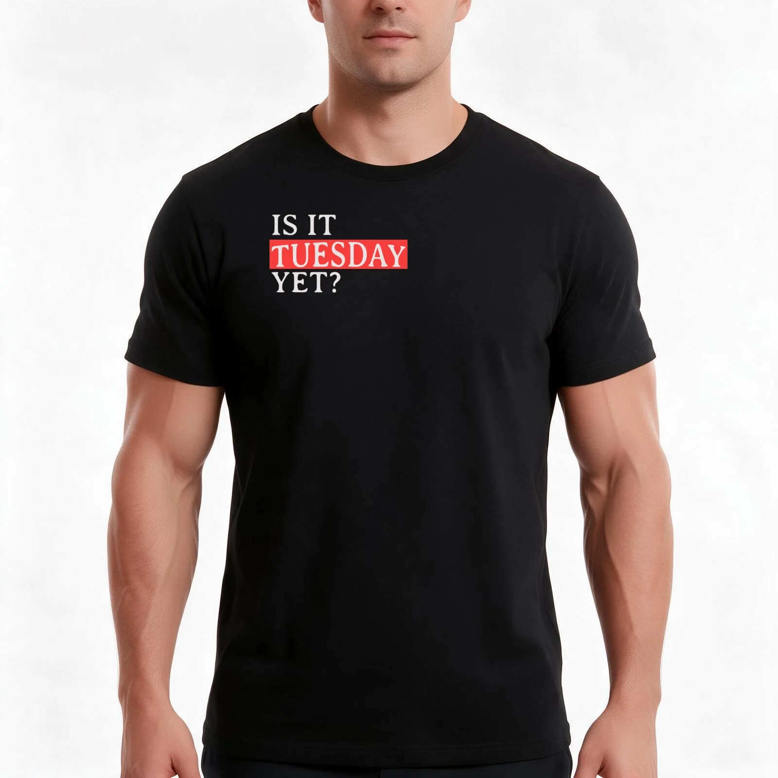 Is It Tuesday Yet? T-Shirt, Summer Casual Cotton Tee, Oversized Streetwear Tops, Vintage Graphic Print, Loose Fit Short Sleeve
