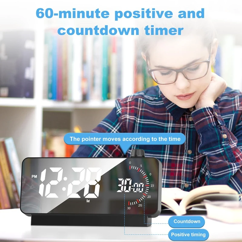 Alarm Clock with Timer: Digital Desk Clock Battery Operated Countdown for Study Office-Alarm Clocks for Bedrooms Black-A13G