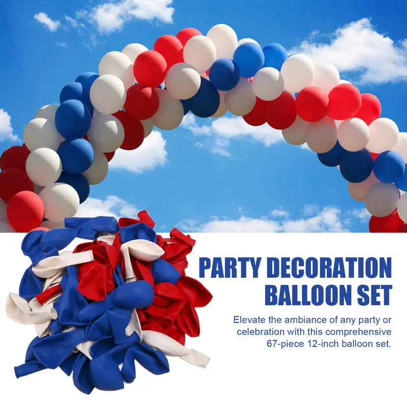 Red White And Blue Balloons, 67Pcs 12 Inch Red White And Royal Blue Balloons 4Th Of July Patriotic Balloons