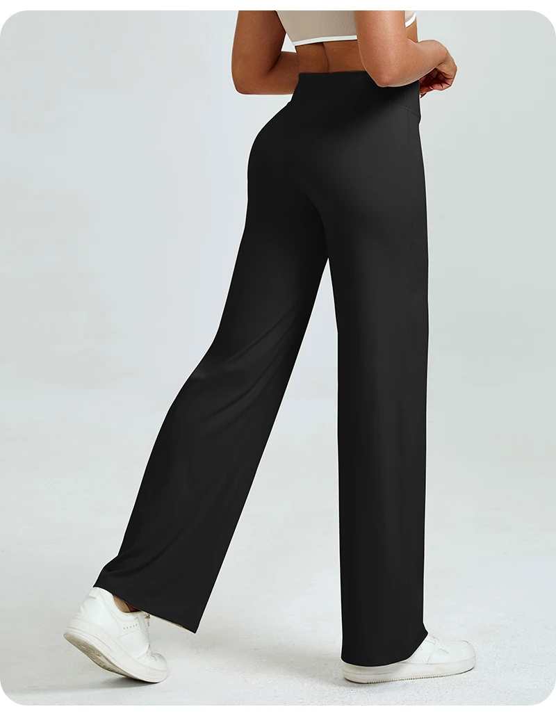 Hochgeschnittene Gerade Yoga-Hose für Damen, Naked-Feeling Po-Formende Lose Sitzende Workout-Hose, Schlankmachende Gym-Hose