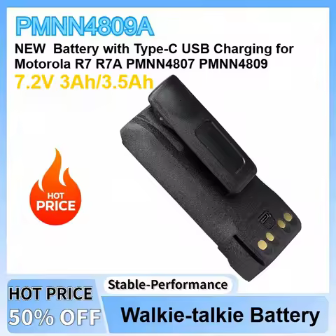 7.2V 3Ah/3.5Ah PMNN4809A NEW Battery with Type-C USB Charging for Motorola R7 R7A PMNN4807 PMNN4808 Two Way Radio