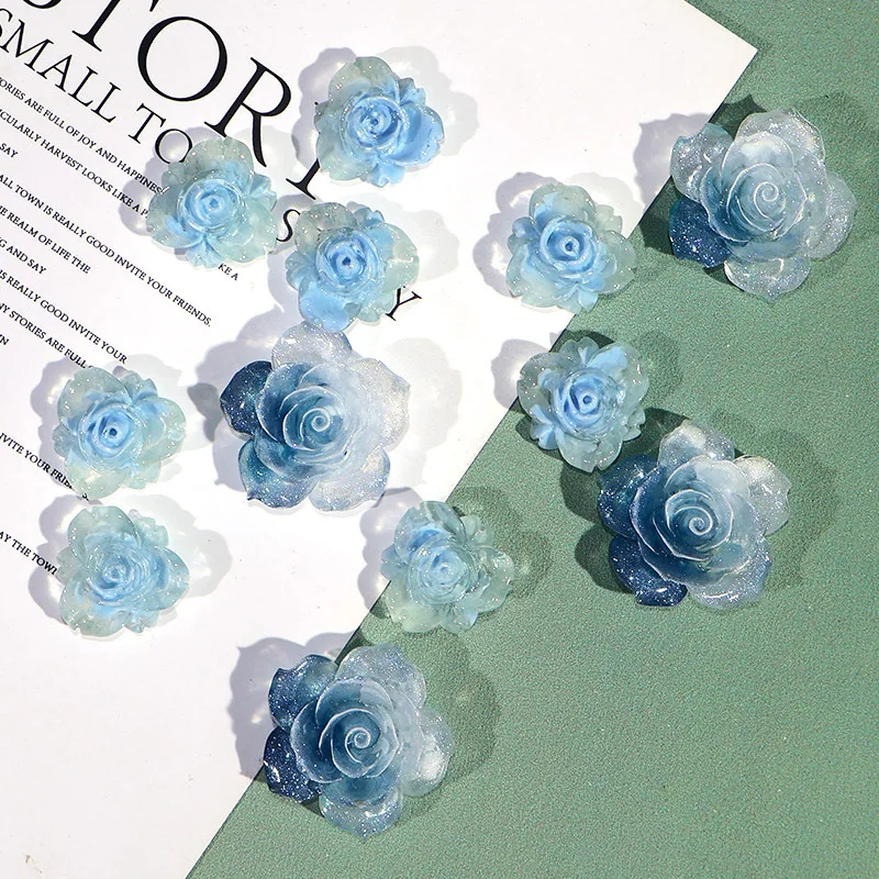 Best Ice Translucent Rose Blue Rose Resin Flower Fortune Bag diy two-color luminous rose Spring Dew material