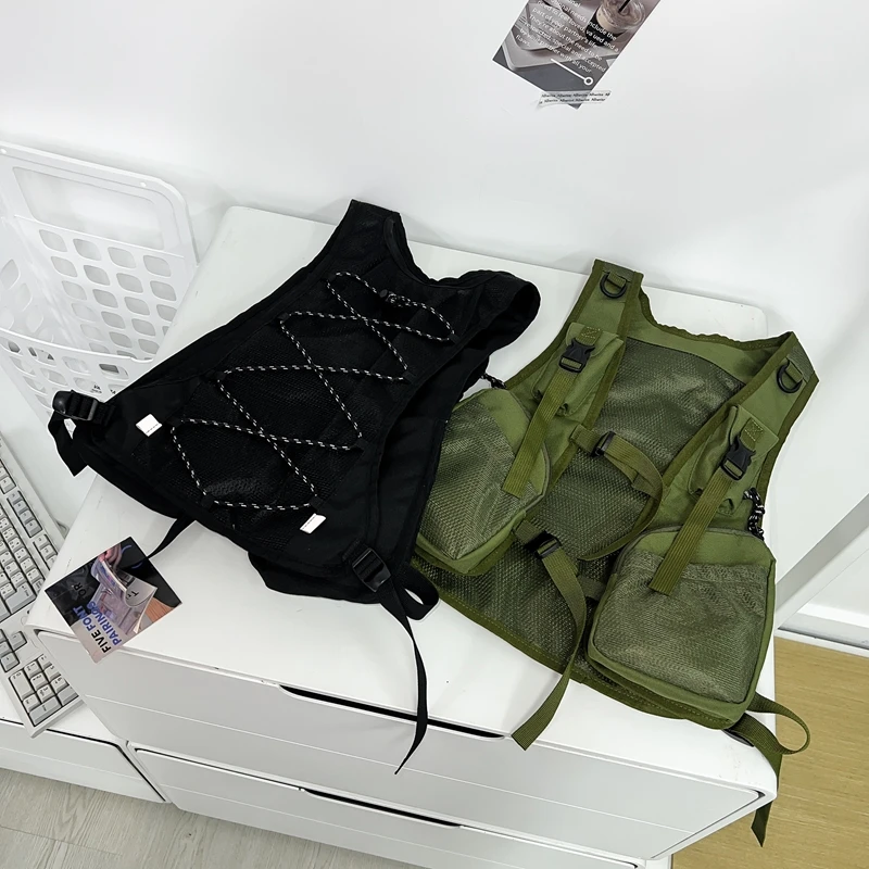 기능성 전술 가슴 장비 가방 남자 운동 양복 조끼 가방 멀티 포켓 가슴 팩 남여 힙합 streetwear 가방 남자 조끼 팩