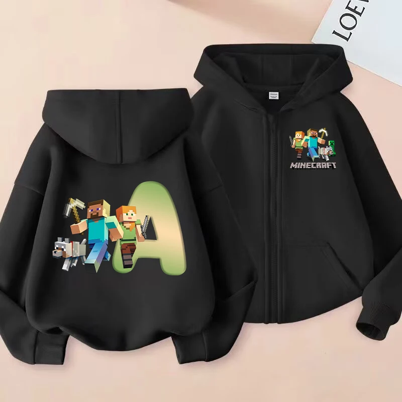 

Game Theme Boy Zipper Hoodie Minecrafted Cardigan Coat Casual Comfortable Children Autumn Fashion Letters Print Cardiganear Gift