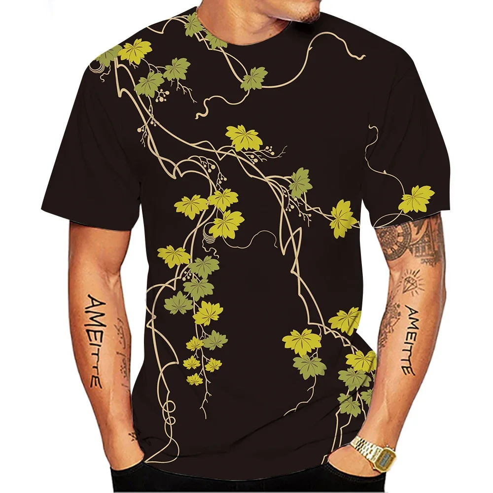 

New Summer Tide The Flower Picture Men T-Shirts Casual 3D Print Tees Hip Hop Personality Round Neck Short Sleeve Tops