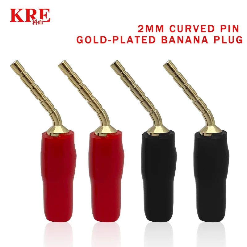 

20Pcs Red Black Curved Pin 2mm Banana Plug Connector Right Angle Banana Male Plugs Audio Speaker Wire Cable Connectors