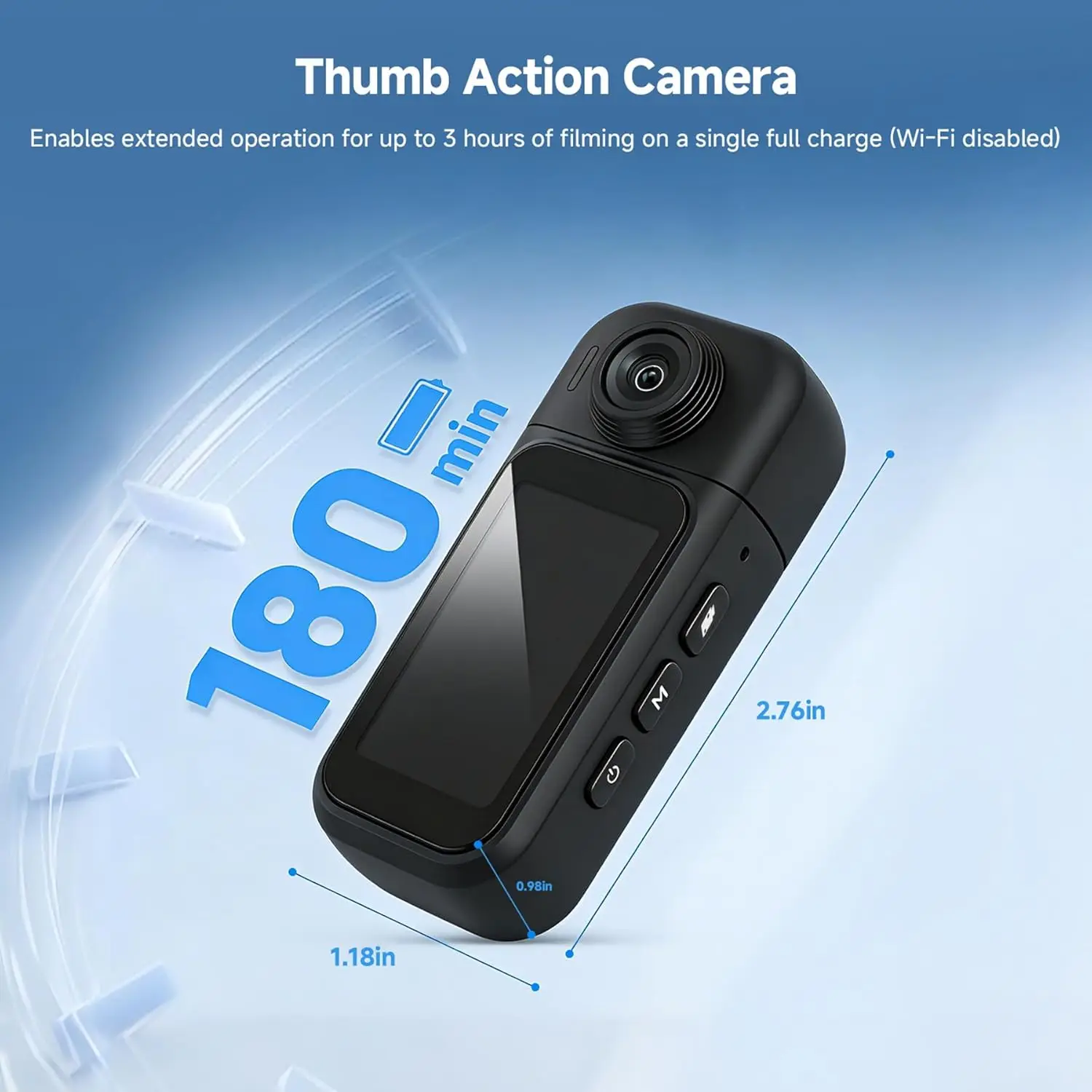 FHD Mini Sport Action Camera 1.47“ IPS Touch Screen Outdoor 2.4G WiFi Recording POV Magnetic Portable 180° Rotating Lens YouTube