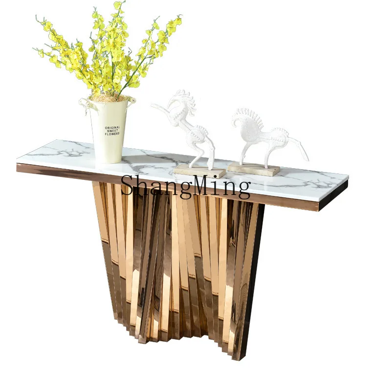 SM New good-looking light Luxury Marble Entrance Table Modern Simple Entrance Cabinet Entrance Corridor Stainless Steel