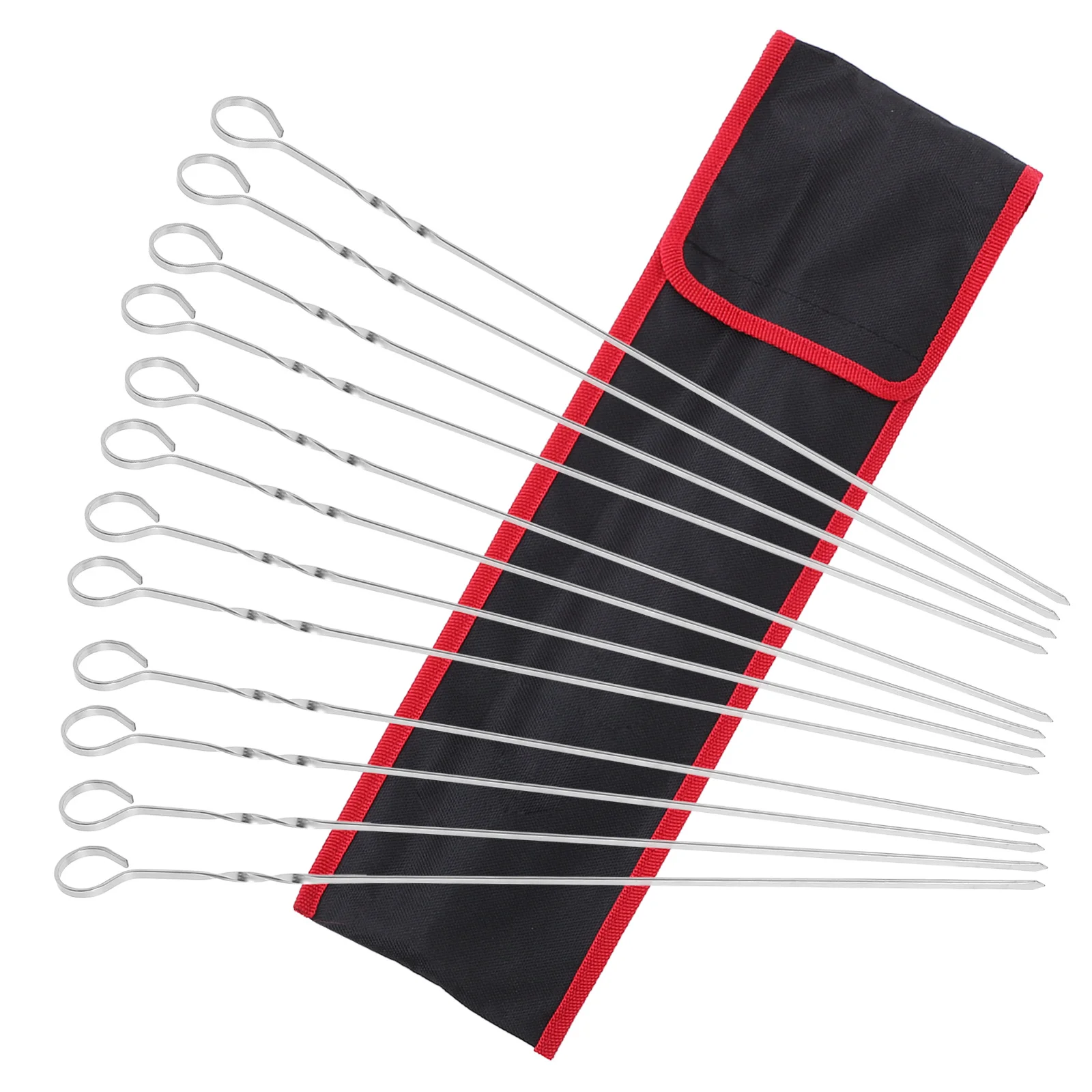 

12Pcs Twisted Flat Metal Bbq Skewers Long Stainless Steel Kebob Sticks Reusable Grill Skewers for Meat Sausage Vegetable Outdoor