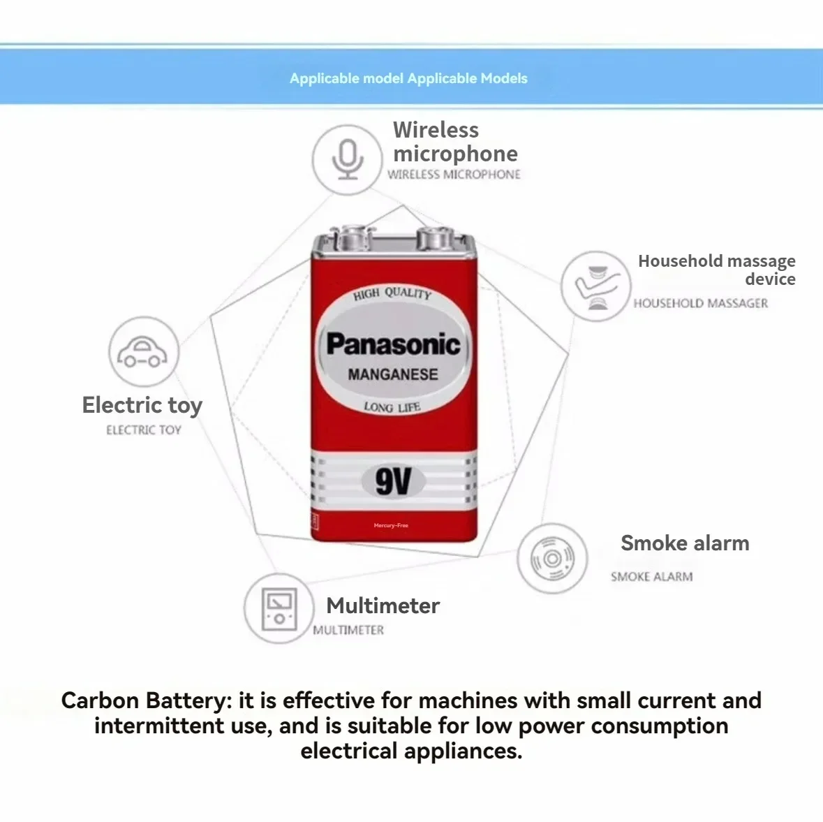 Batería alcalina Panasonic 9V para micrófono inalámbrico - imagen 2