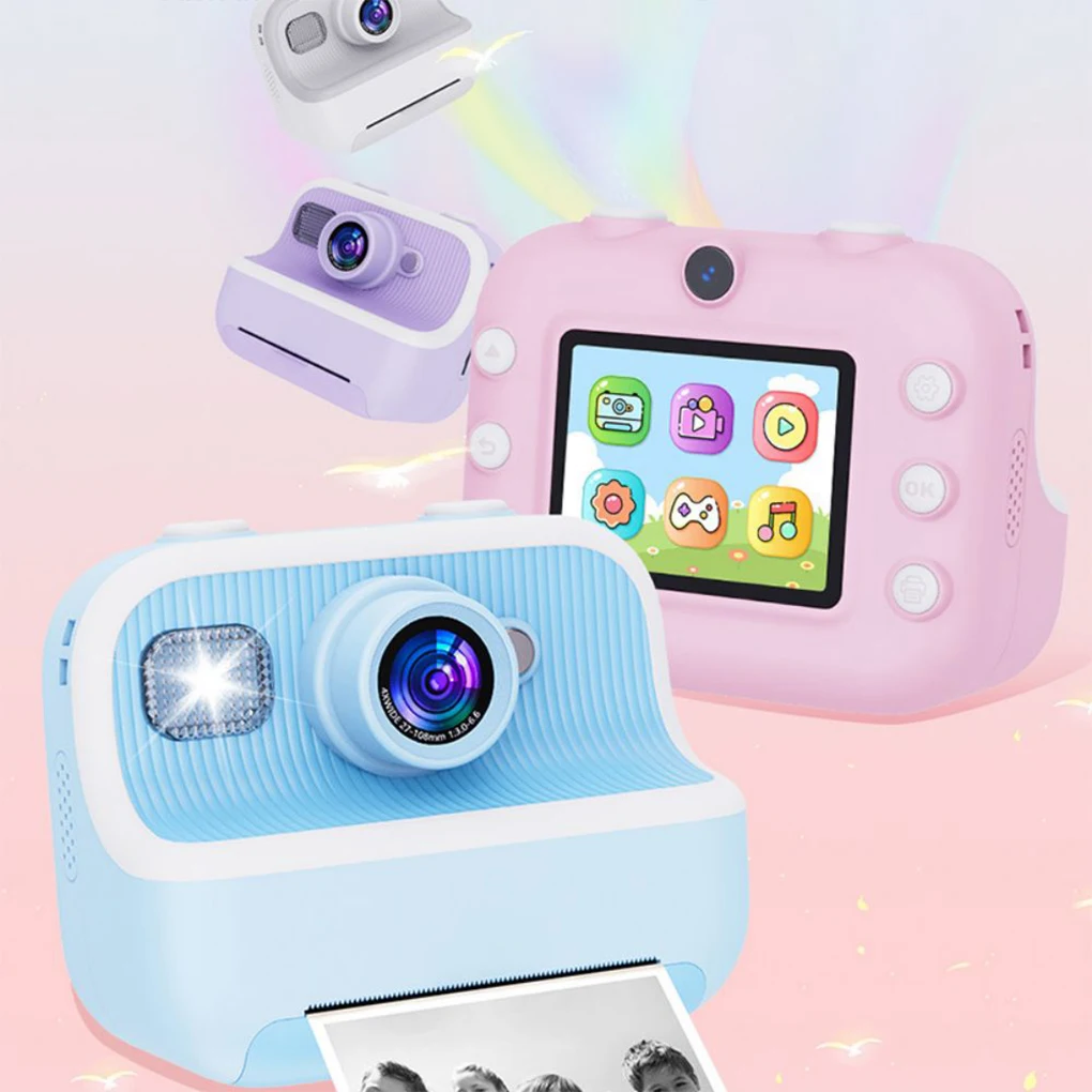 Kids Instant For Print Children Girls Instant Print Cam Cam Gifts Dual Lens With Rechargeable Children Girls Pink