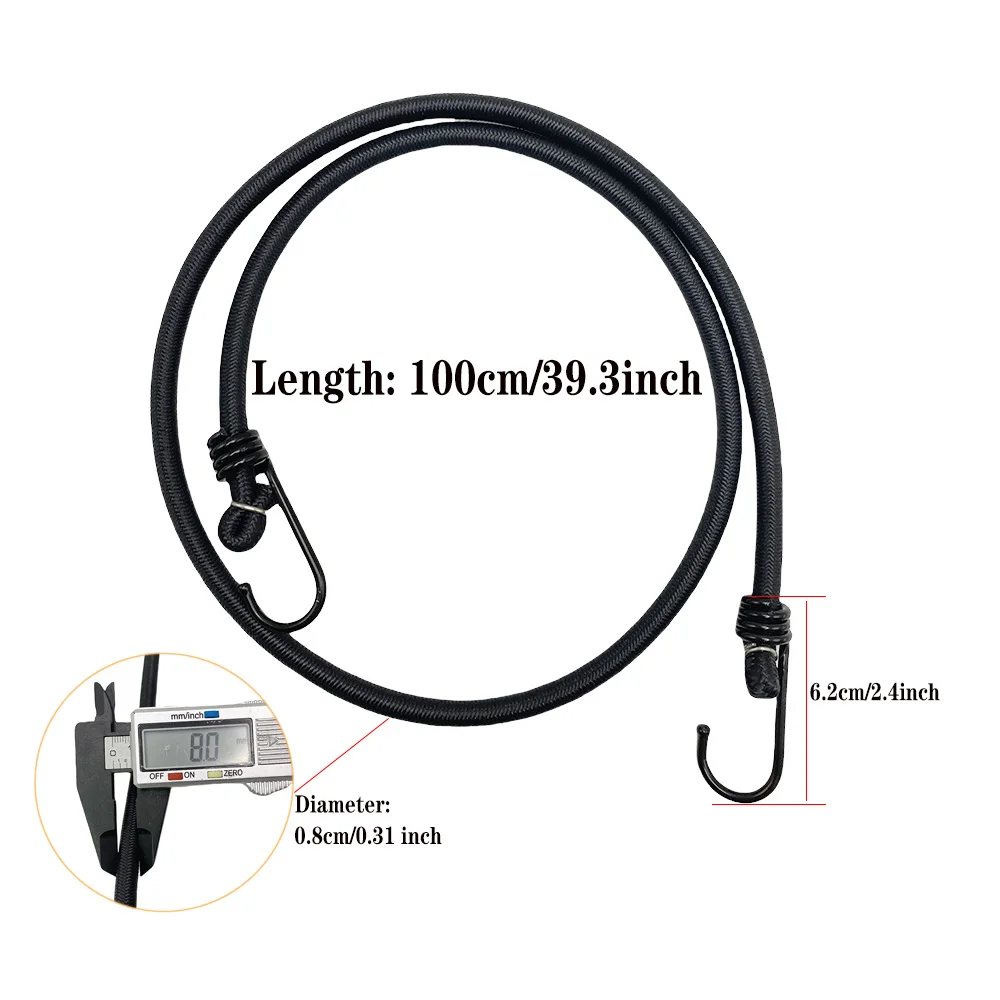 1/3/5Pcs 100cm/39.37inch Heavy Duty Extra Strong Outdoor Tent Elastic Rope Bungee Cords High Elasticity Latex Rope Elastic Strap