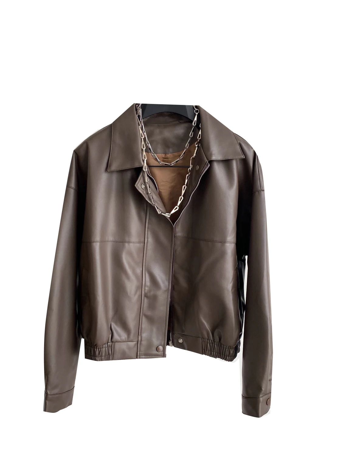 Retro Amerykańska Hot Girl Kurtka ze Sztucznej Skóry PU Luźna Casualowa Uniwersalna Odzież Uliczna dla Kobiet Modna Kurtka do Dojazdów do Pracy